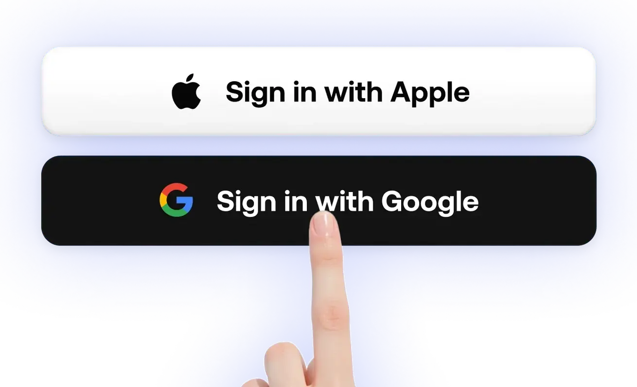 fomo sign-in options: Sign in with Apple and Sign in with Google